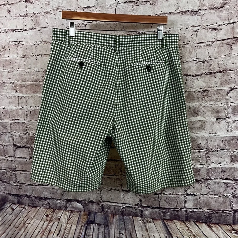 Banana Republic Green Check Flat Front Chino Shorts